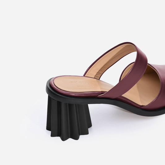 Pleated Heel Mule - Bordeaux