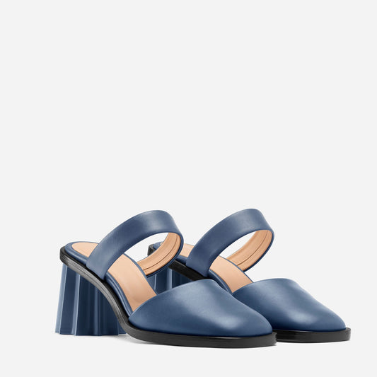 Pleated Heel Mule - Denim