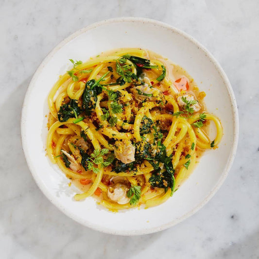 Kale Pesto Spinach Buccatini