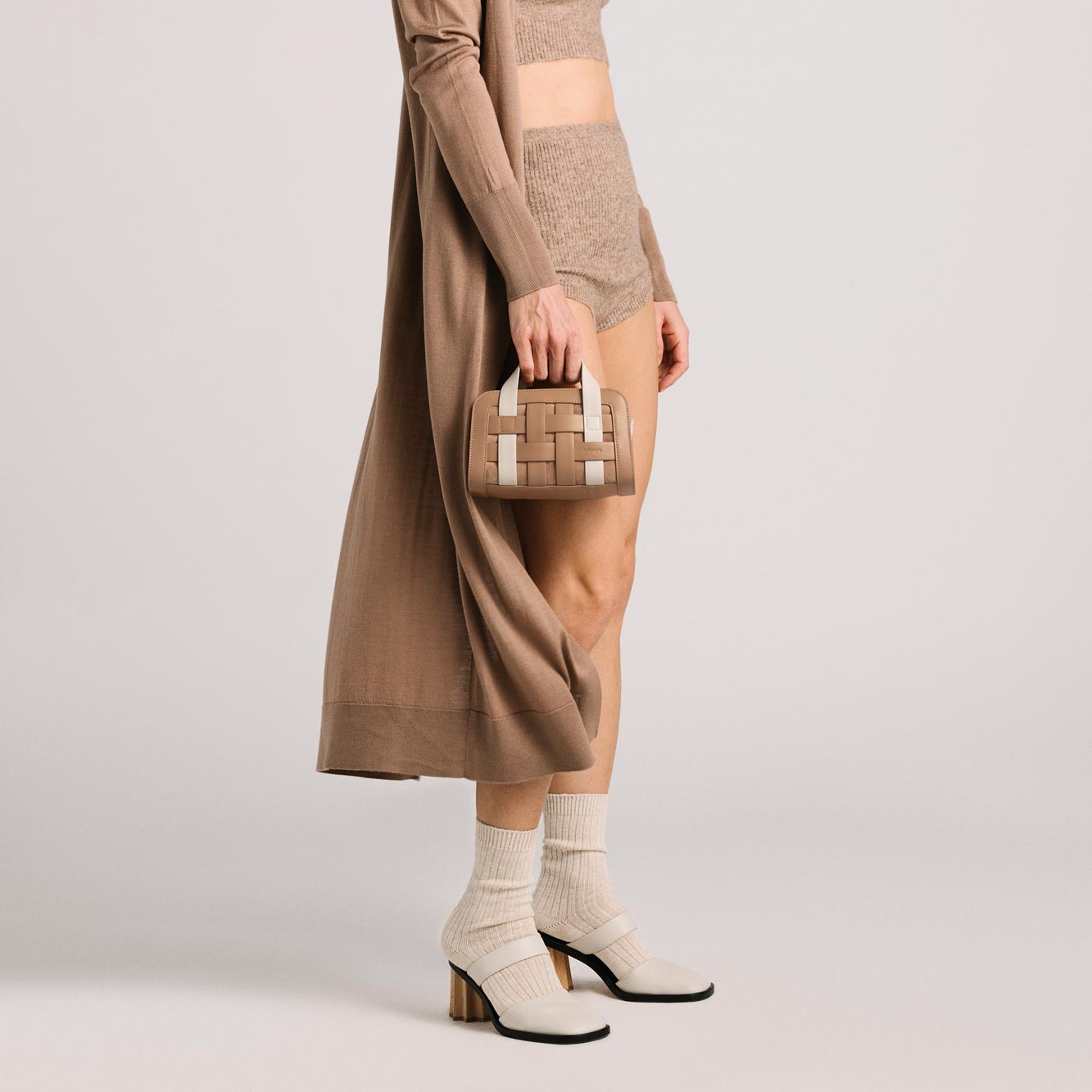 Mini Woven Bag - Latte
