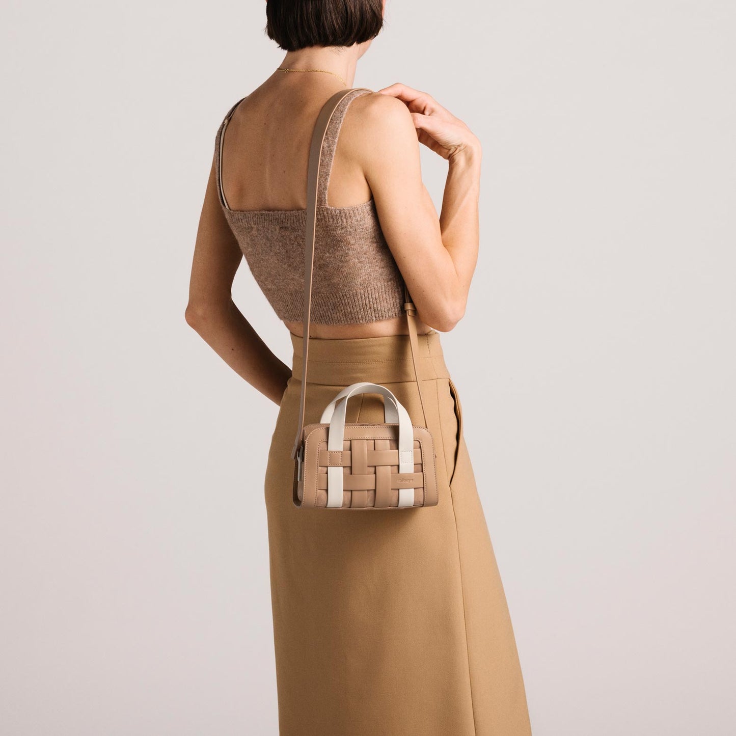 Mini Woven Bag - Latte