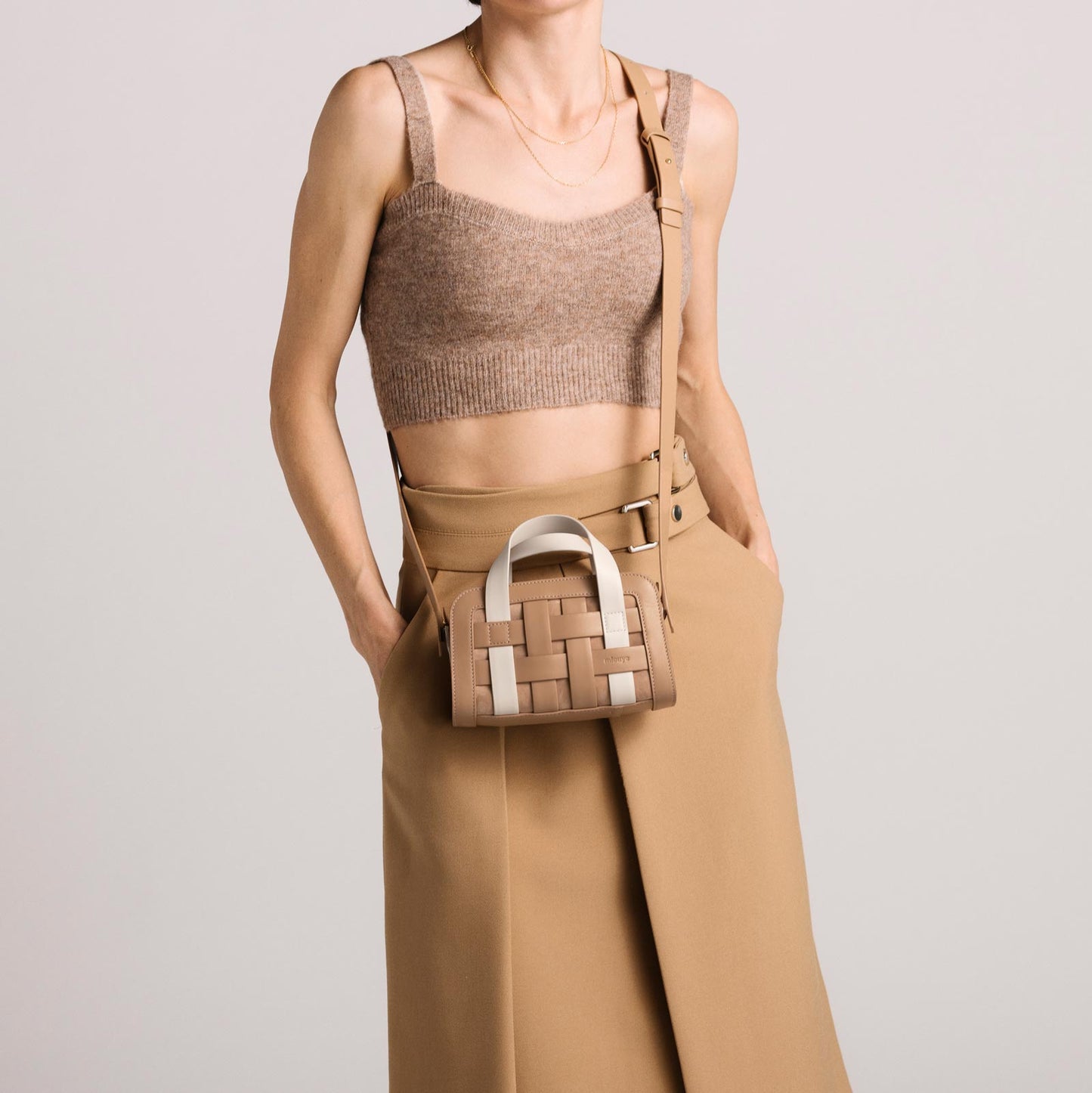 Mini Woven Bag - Latte