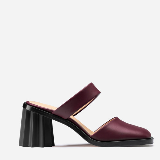 Pleated Heel Mule - Bordeaux